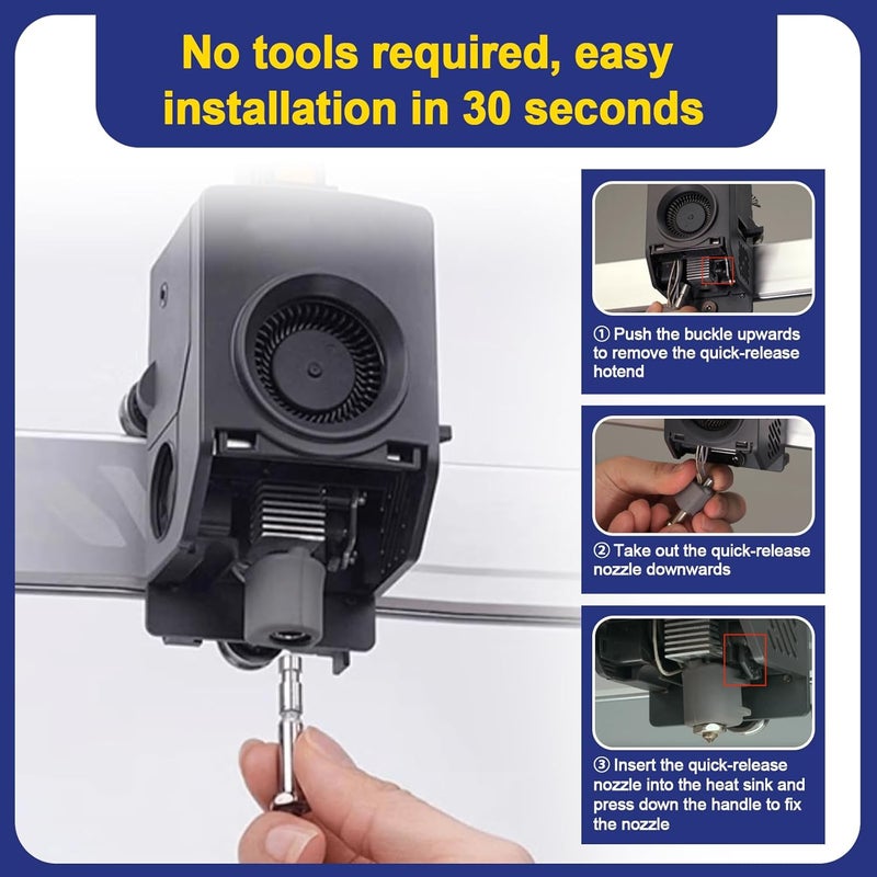 IdeaFormer-3D 2Pcs 0.6mm Kobra 3 Max Integrated Throat Tube Hardened Steel Tip Nozzle, Extruder Hotend Nozzle for Anycubic Kobra 3 Max Combo - Image 5